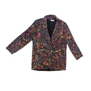 80s Vintage Danielle B Abstract, Multicolor Floral Blazer Jacket Size L